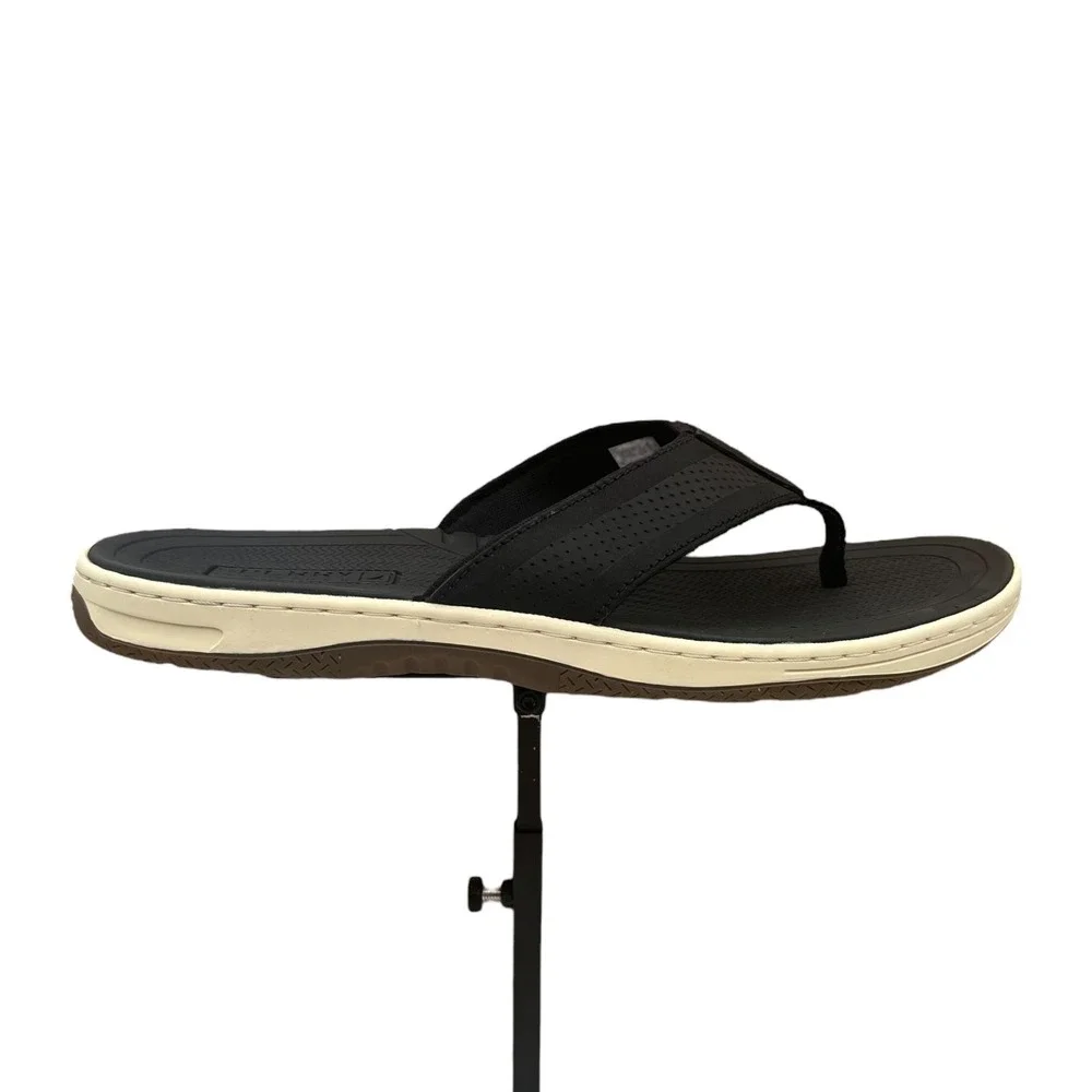 Sperry Men's Havasu Perf Leather Thong Sandal Size 13 Black Comfort Casual Style